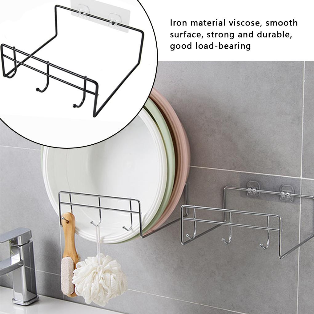 No Punching Face Basin Rack Wall Hanging Toilet Hook Shelf Multi-functional Bathroom Stand Folding Style