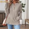 Women's Fashion Casual Solid Color Print Long Sleeve Blouses & Shirts