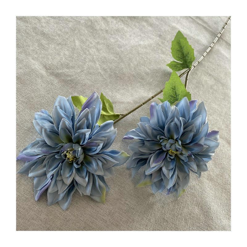 Long 2 Stem Head Dahlia Artificial Silk Flowers Wedding Home Decor Props Photo