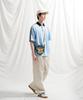 JEMUT Forward Oversized Collared Short Sleeve T-Shirt Light Blue Oyst2559