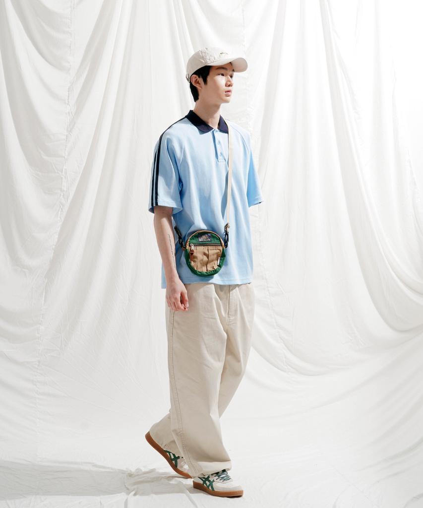 JEMUT Forward Oversized Collared Short Sleeve T-Shirt Light Blue Oyst2559
