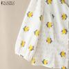ZANZEA Women Casual Floral Print Summer V-Neck 3/4 Sleeve Blouse