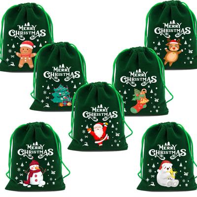 1pc Xmas Velvet Bags Small Candy Gift Bag Drawstring Pouch Christmas Party Favor Boutique Jewelry Packaging Bags