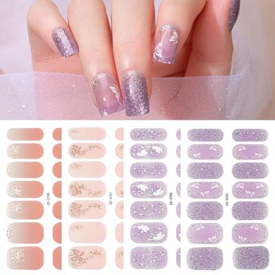 14 kusů/list proužky na laky na nehty pro ženy Samolepicí samolepky na nehty teplé barvy Celoplošné obaly na nehty pro zdobení nehtů