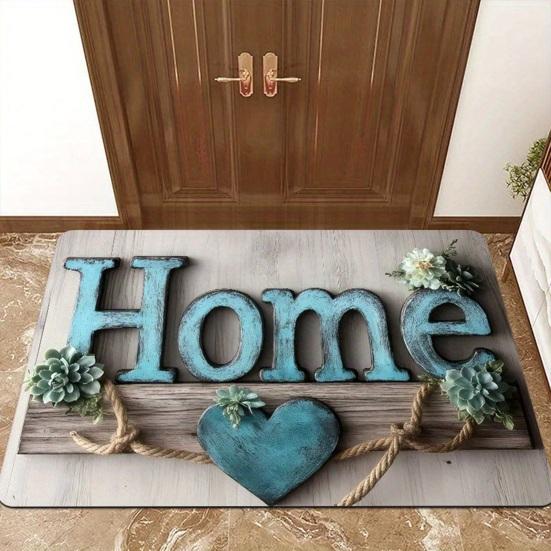 Summer Spring Doormat Floral Lemon Prints Welcome Mat Non-Slip Washable Floor Mat for Home Entrance Front Porch Indoor Outdoor Kitchen Bathroom