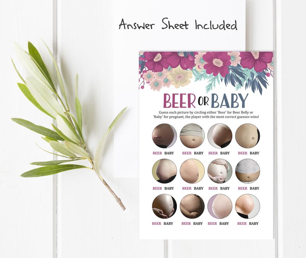 Inkdotpot Beer Or Baby Game Baby Shower Game Cards Party Supplies Activity Cards Baby Shower Gender Neutral Games Its A Boy Or