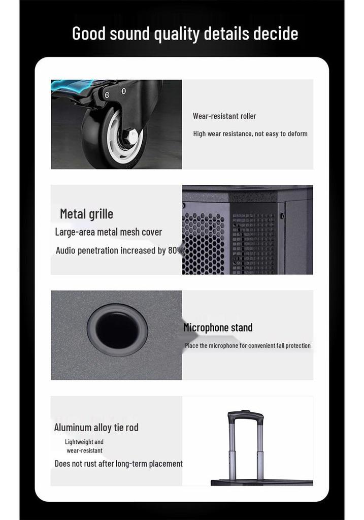 Portable Outdoor Bluetooth Speaker with High Volume and Power for Square Dance and KTV Performances
