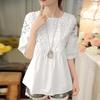 ZANZEA Womens Casual Lace Patchwork Round Neck Half Sleeve Blouse