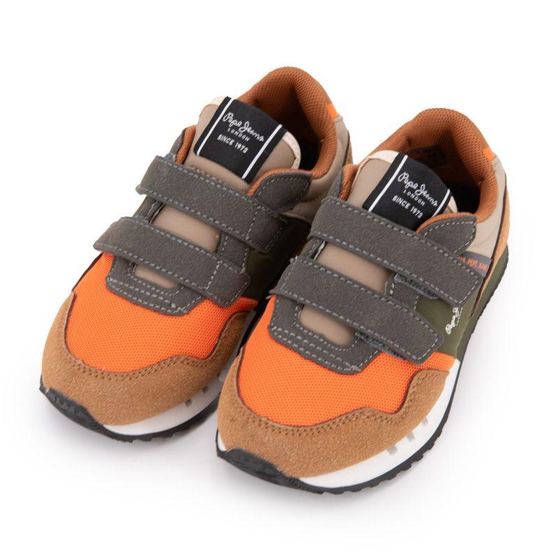 Baskets à scratch london nut brown suédine Enfant PEPE JEANS