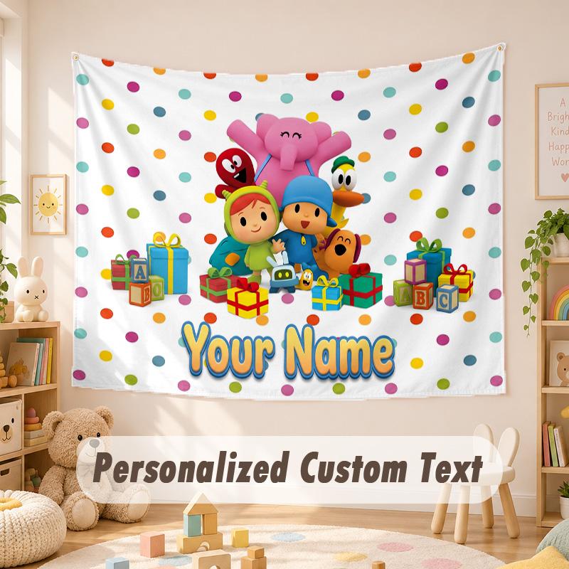 Custom Name Text Tapestry,Pocoyó Boho Wall Hanging, Decorative Backdrop Tapestry For Room