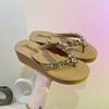 Fashion Rhinestone Platform Flip-flops Women's Summer 2025 New Fashion Korean Beach Slides Casual Wedge Women Sandals Sapatos De Mujer