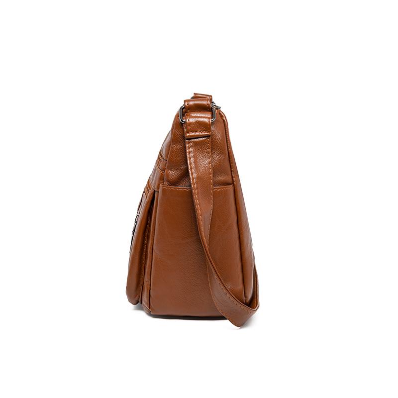 Dámská kabelka středního věku z měkké kůže, velkokapacitní vícevrstvá crossbody taška