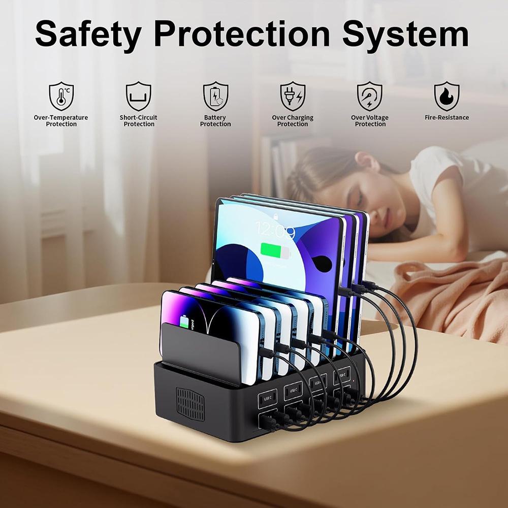 Caricabatterie Rapido Multi-Dispositivo 150W a 16 Porte & Supporto per Telefono/Tablet