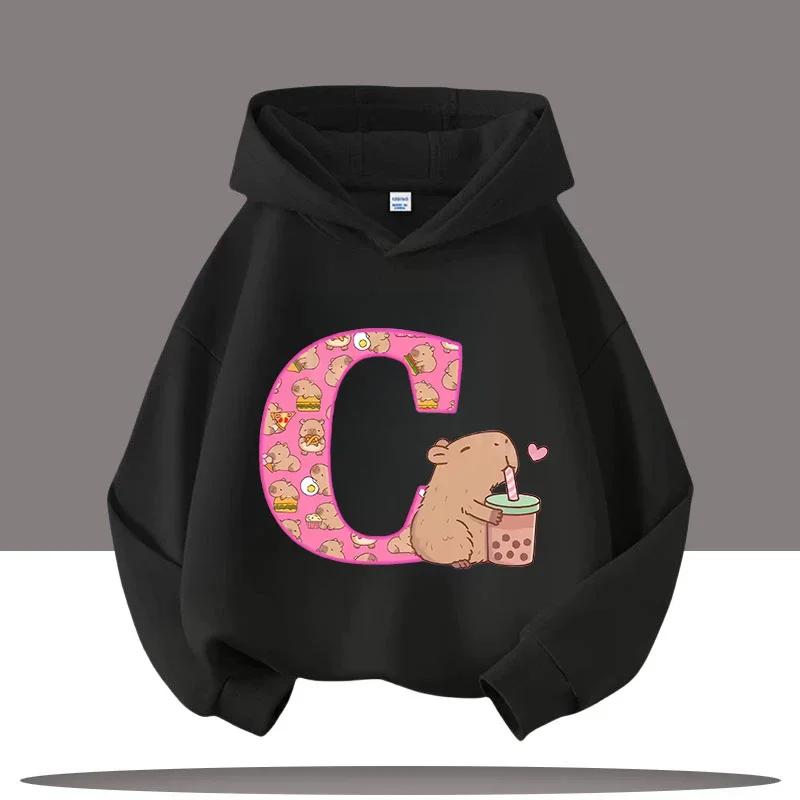 New Children's Cartoon Cute Adorable Big Letters Capibara Autumn Winter Fashion Trend Boys Girls Playful Loose Soft Warm Hoodies