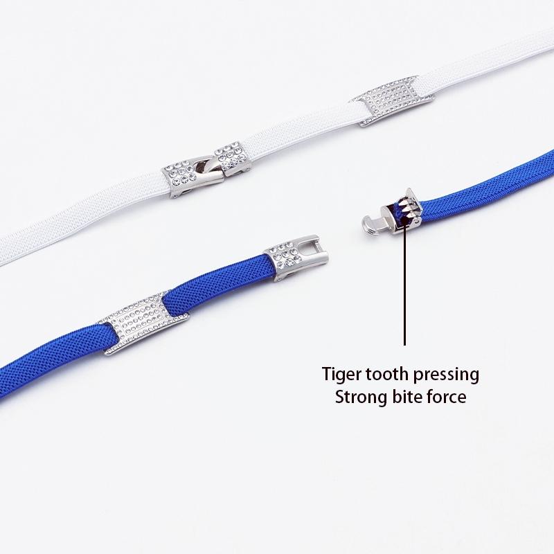 Silver Diamond buckle No Tie Shoe laces Elastic Laces Sneakers Tennis Shoelaces without ties Flat Shoelace for Shoes accessories