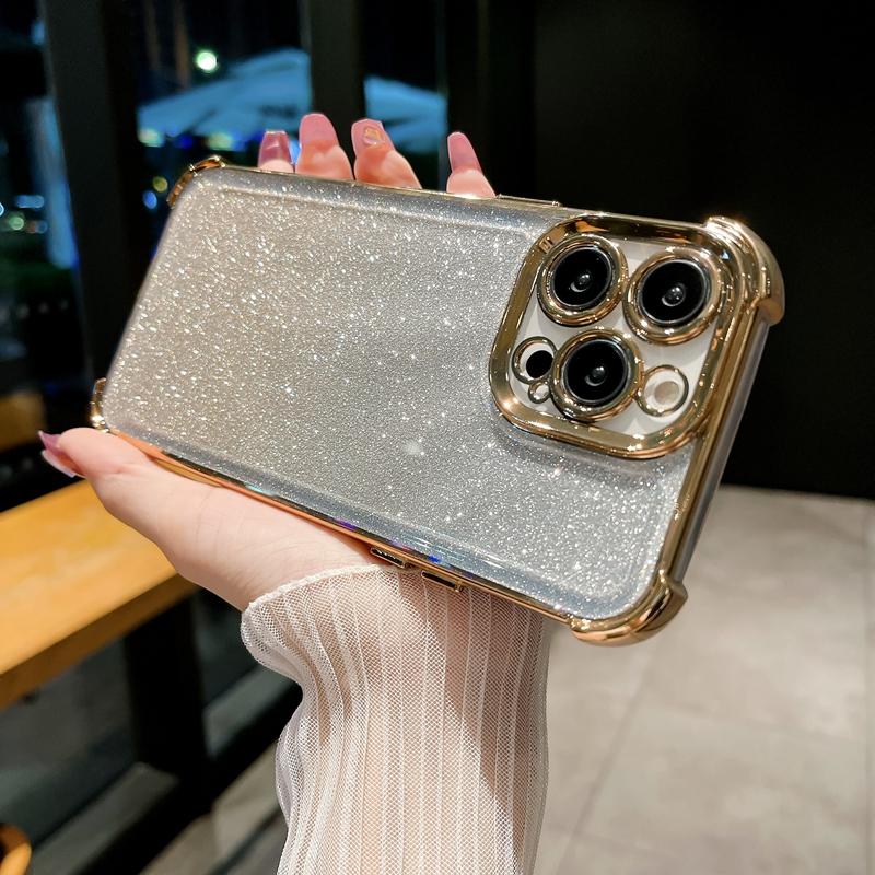 Luxury Electroplated Gradient Glitter Phone Case For iPhone 16 Pro Max 15 14 13 12 11 Plus X XR XS Soft Shockproof Bumper Cover