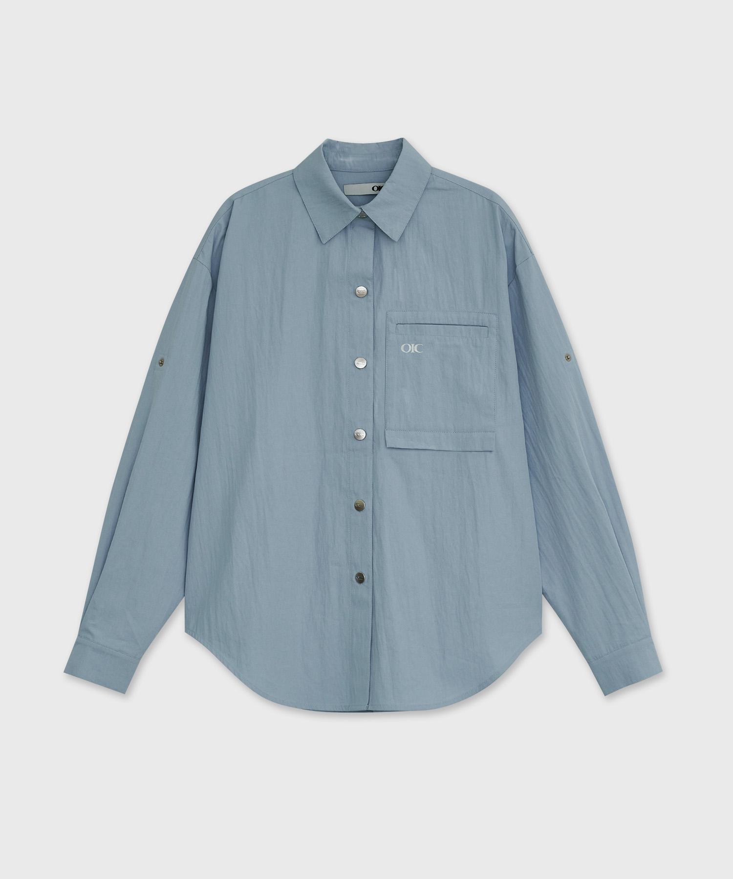 Oioi Collection Pocket Oversized Shirt [Sky Blue] S