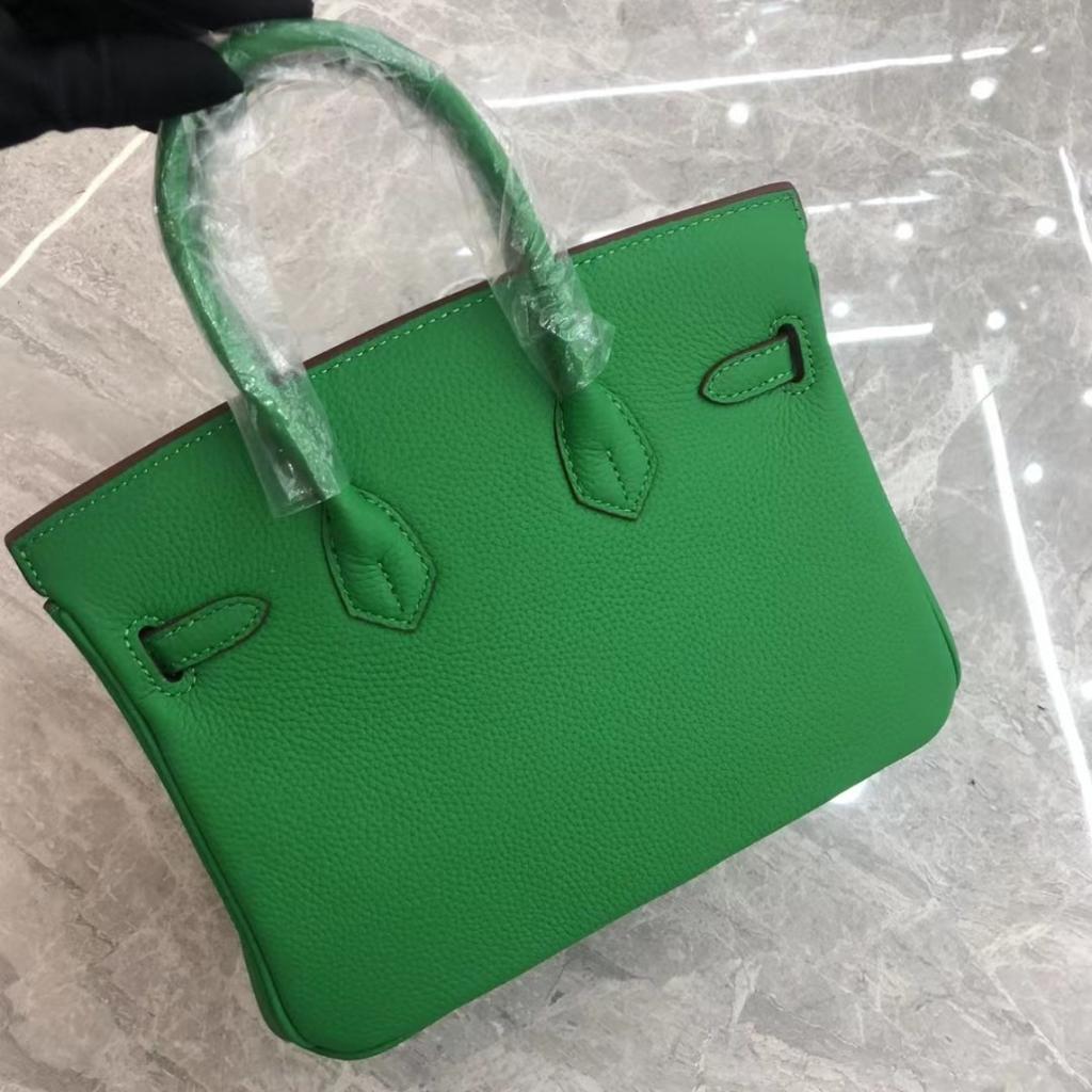 Factory Direct Wholesale Lychee Pattern First Layer Cowhide 25cm/30cm Silver Buckle Platinum Bag, Genuine Leather Women's Bag Lady