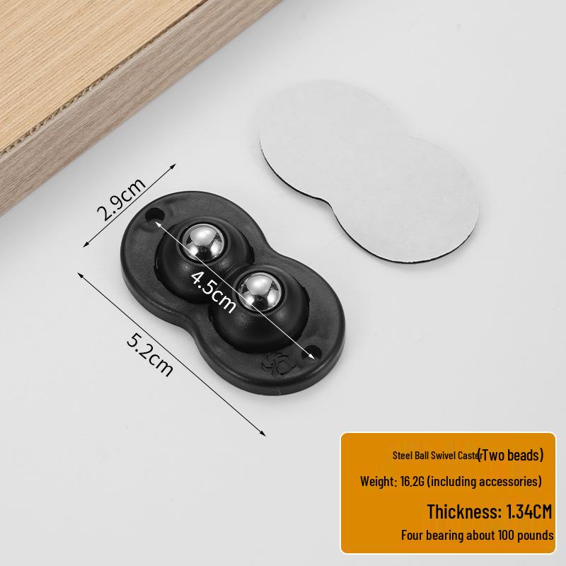 Punch-Free Adhesive Caster Wheels - Silent, Wear-Resistant, Ball Bearing, Thickened Base for Household Mobility.