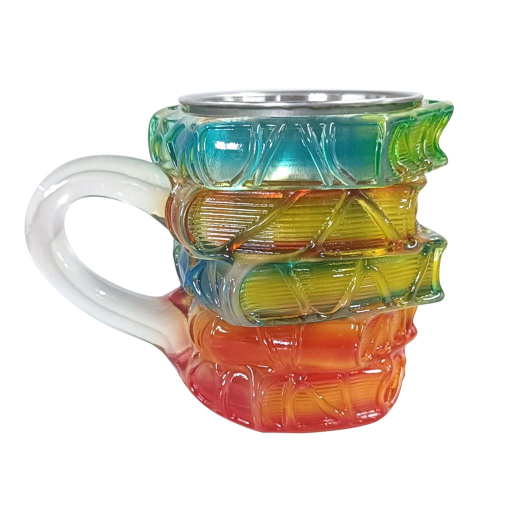 Painted Book Unny Reading Coffee Mug with Charming Book Motifs Book Shaped Tea Cup Gifts for Home Office Decoration