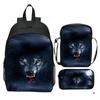 Bedruckter Universum Sternenhimmel Rucksack 3-teiliges Set Tier Wolf Löwe Rucksack Kleine Umhängetasche Federmäppchen