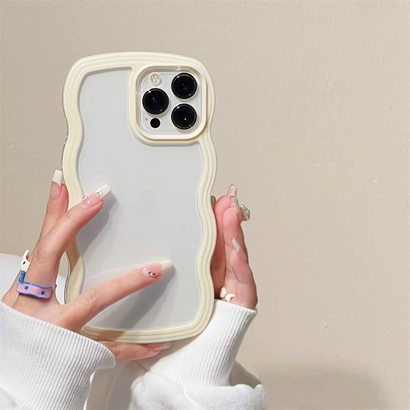 Simple Fashion Wave Frame Clear Shockproof Back Cover For iPhone 16 Pro Max 15 14 Plus 13 12 11 17 Pro Max 17 Air Case