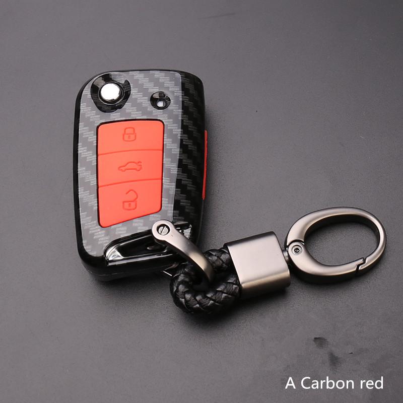 Carbon Fiber Car Key Case Bag Cover for Volkswagen VW Golf 7 MK7 Tiguan Touran 2017 for Skoda Octavia A7 RS for Seat Leon Ibiza
