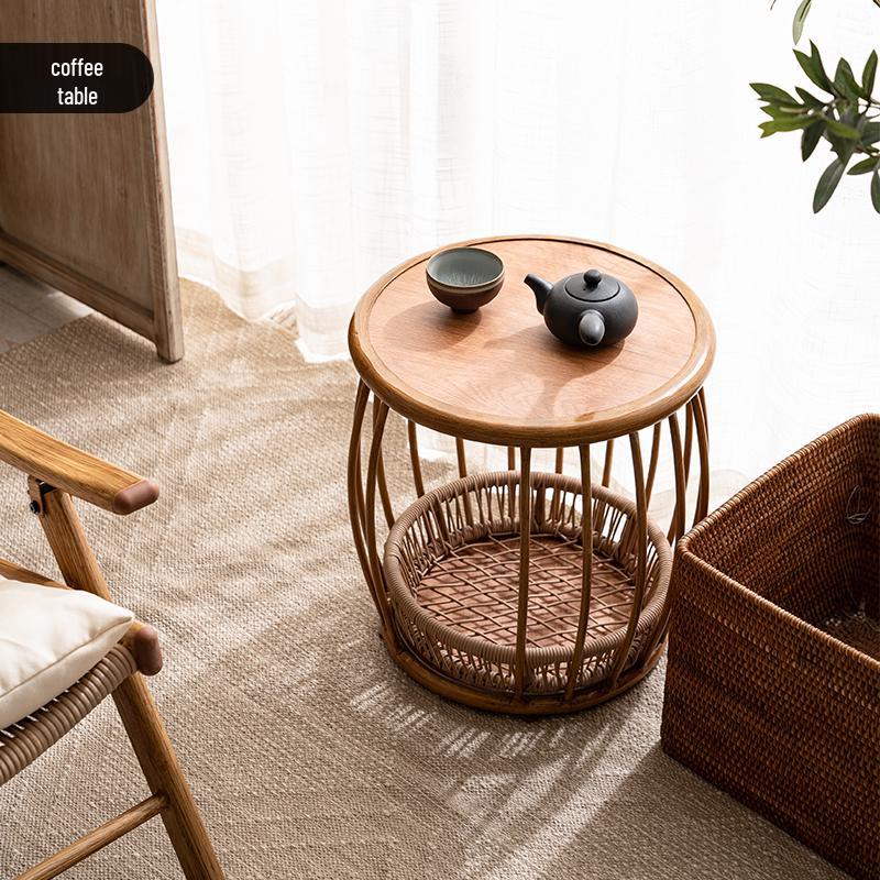Outdoor Balcony Rattan Folding Table and Chairs Set - Woven Recliner for Garden or Patio
