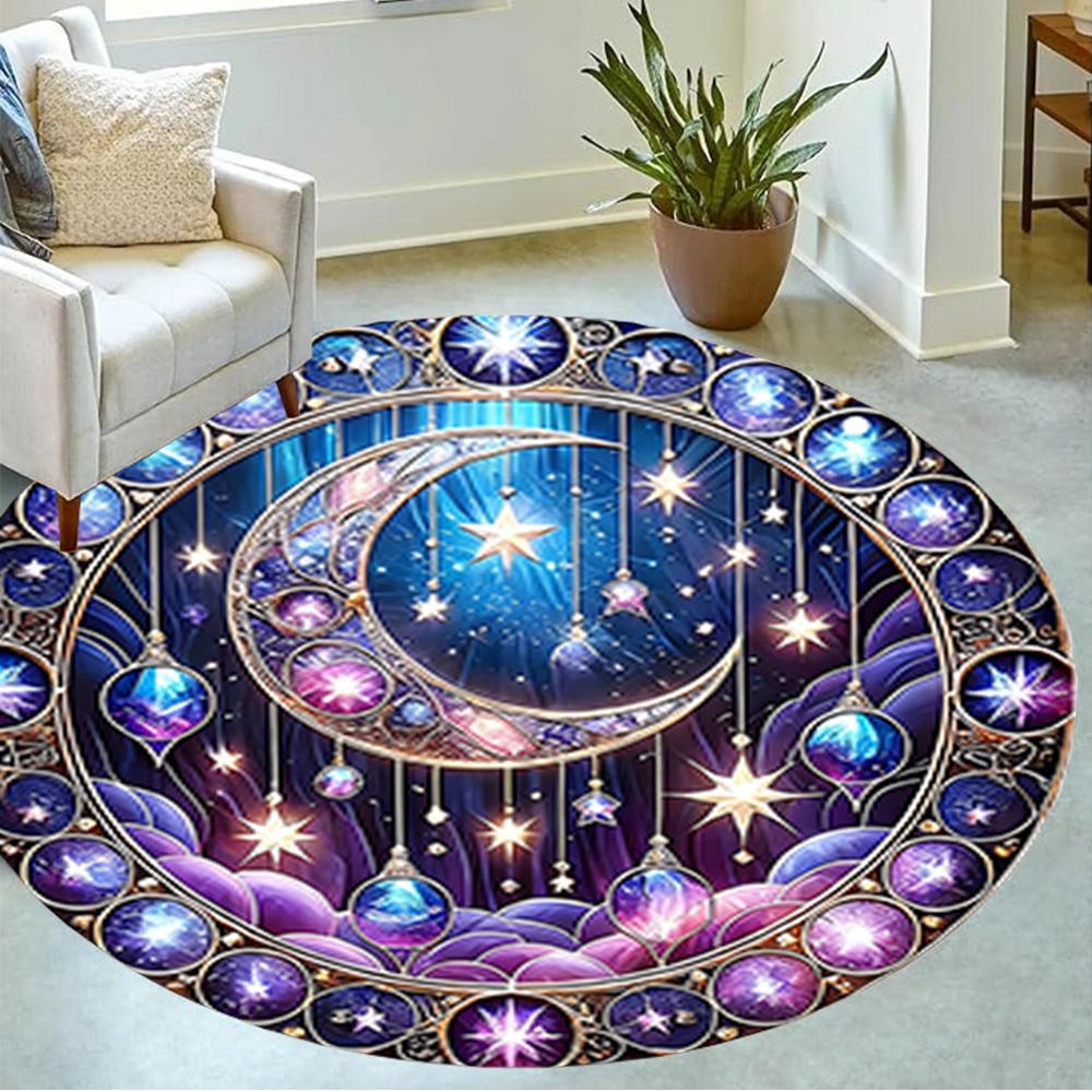1pc Home Carpet with Stained Glass Design Non Slip Office Decor Gift Living Room Bedroom