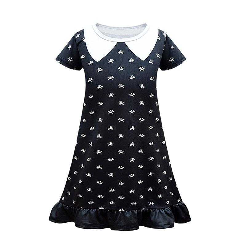Mittwoch Addams Kleid Perücke Cosplay Kostüm Für Kind Mädchen Halloween Weihnachten Party