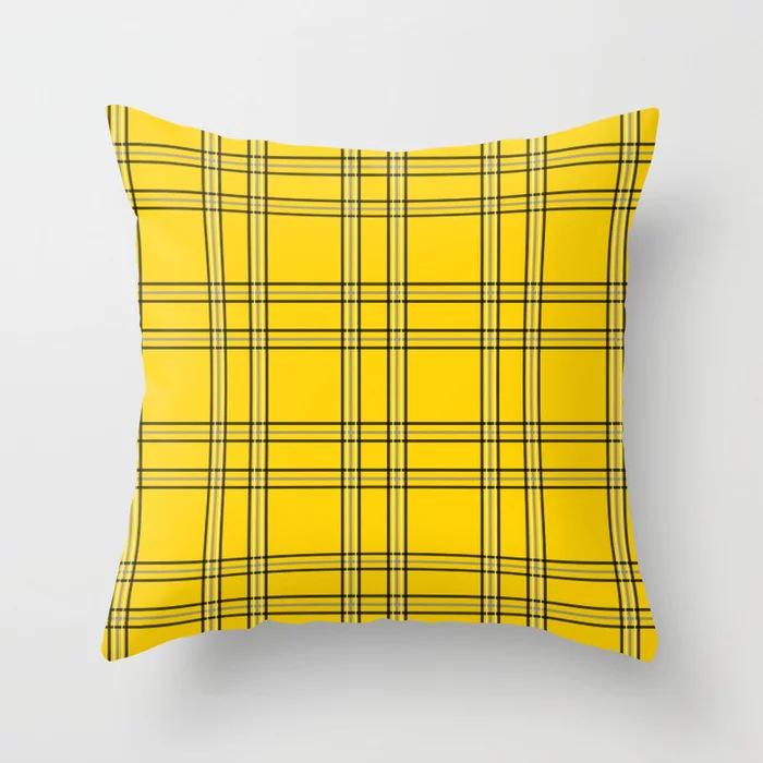 New Yellow Cartoon Plaid Pattern Pillowcase Home Fabric Sofa Pillow Cushion Cover Sleep Side