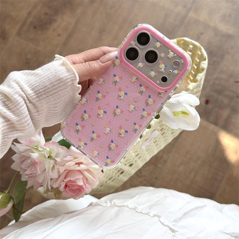 Pink Heart Rainbow Rabbit Stand for iPhone 17/16 Pro Max/15 Pro Case