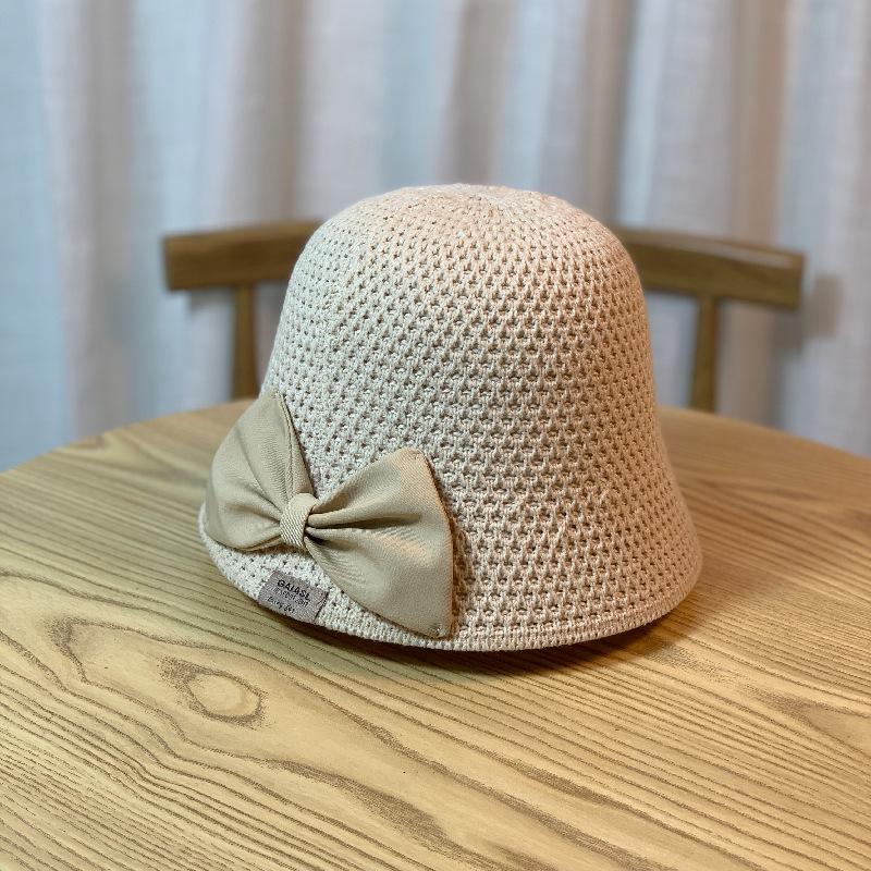 Korean Ladys Hat Foldable Sunblock Beach Hat Bow Big Brim Fishermans Hat