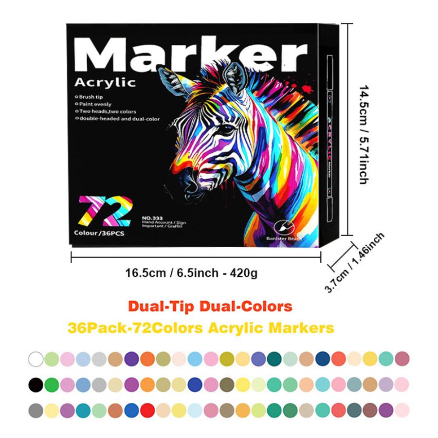 36-farbige wasserbasierte Marker mit doppelter Spitze für DIY und Kindergartenkunst.