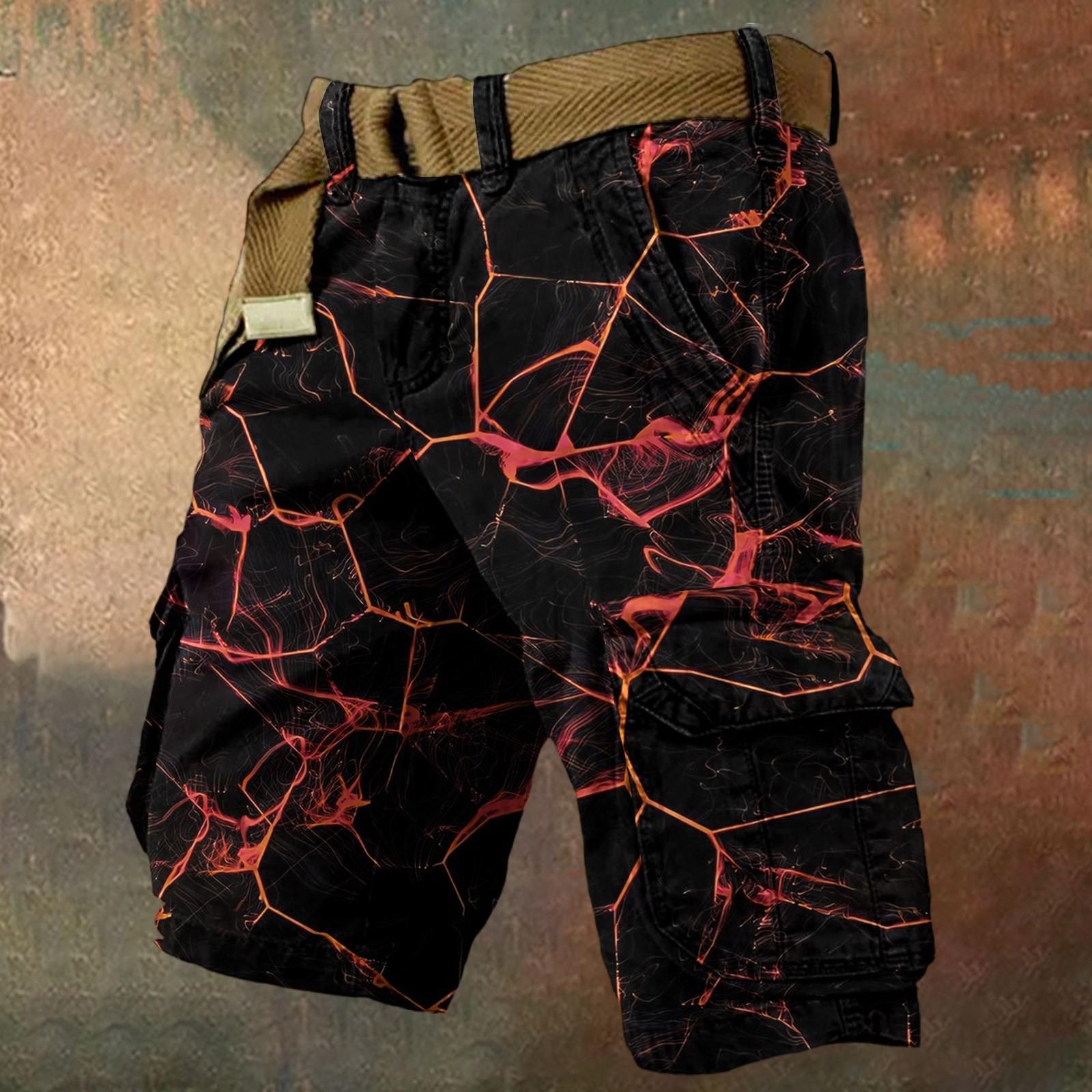 

Men s Summer Loose Casual Camouflage Work Shorts, Large-sized Multi-pocket Mid-length Pants Without A Belt XL винний