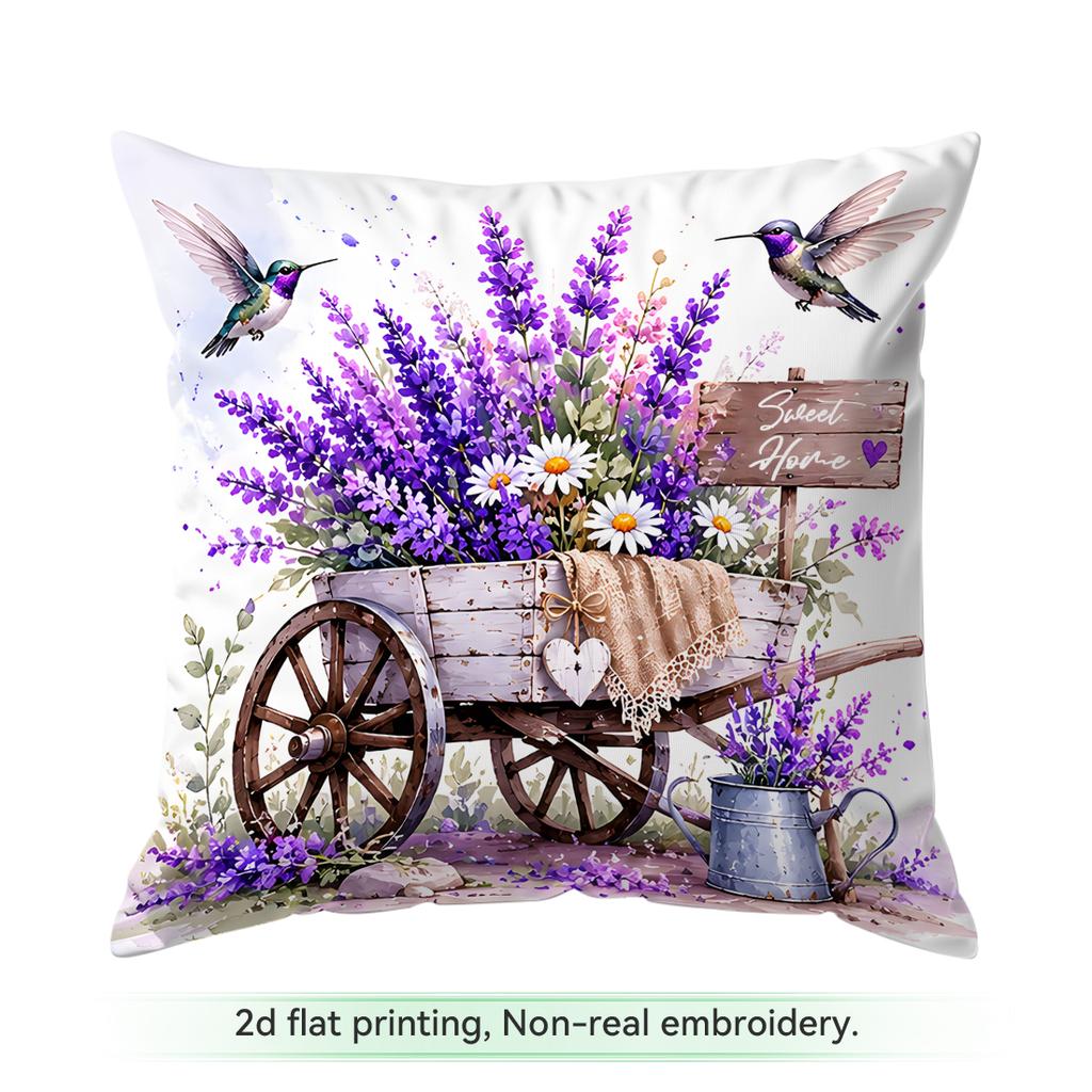 Lavender Flower Language Series Cushions Pillowcase Polyester Cushion Cover Throw Pillow Pillowcover Home Car Sofa Decor