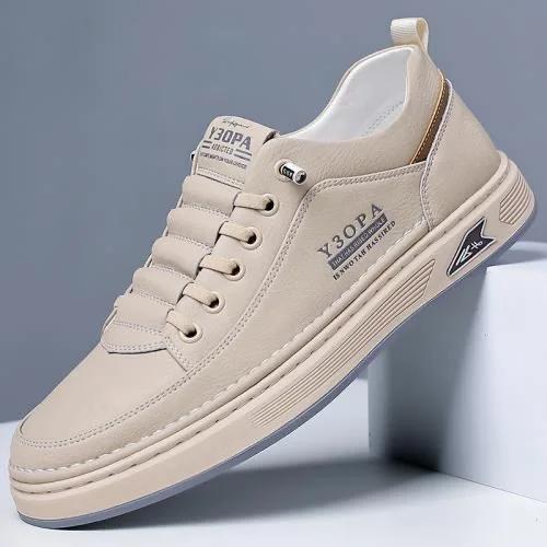 Scarpe da uomo in pelle, scarpe da ginnastica casual traspiranti, scarpe da passeggio con plateau, scarpe basse da uomo, suola in gomma