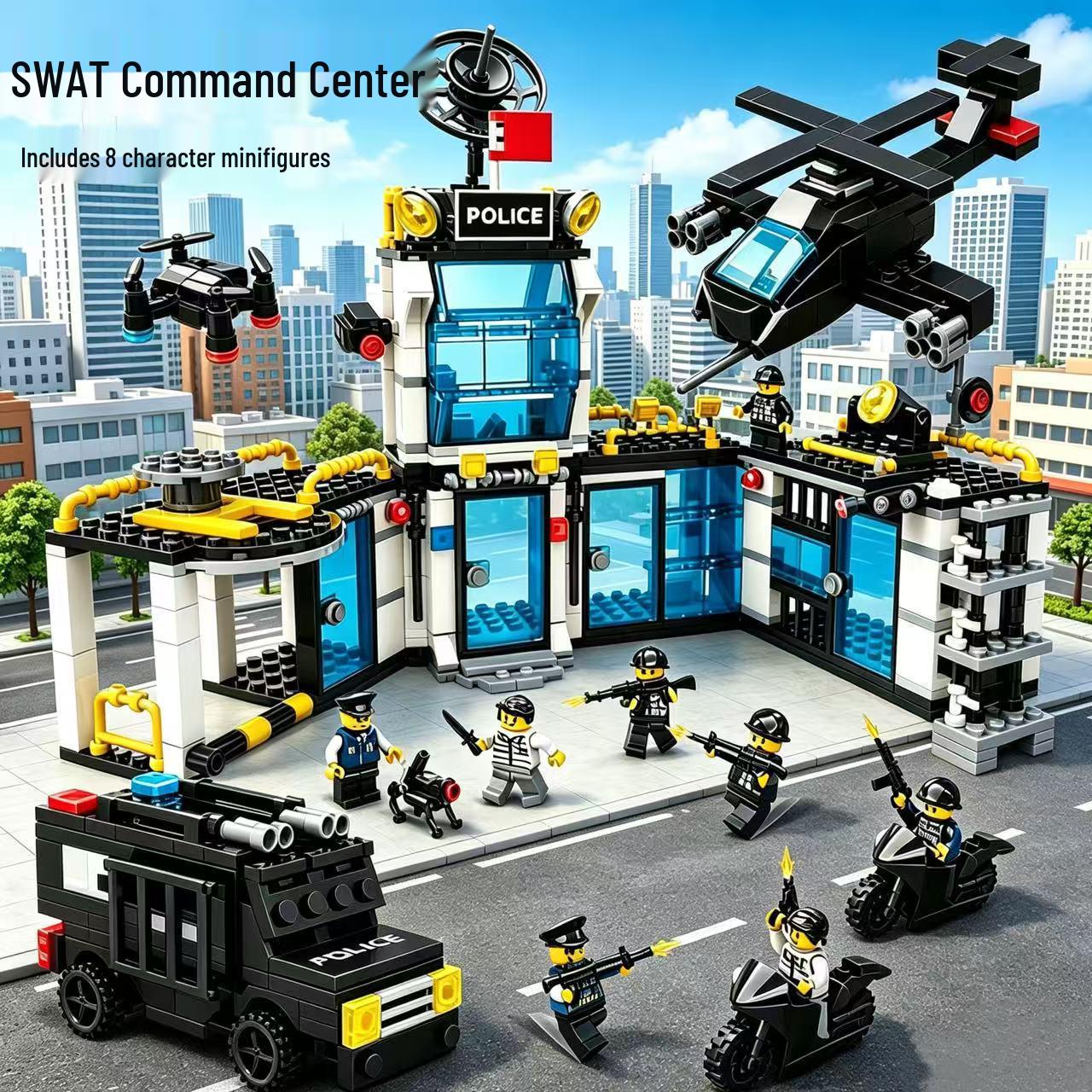 Educational Building Blocks: Police Station, Fire Truck & Military Vehicle Set AA5004 SWAT Command Vehicle