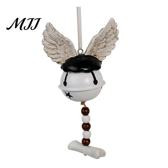 Outdoor Halloween Decoration Jingle Bell Ornament, Gothic Bull Skull/Angel Wings Hanging for Tree, Party Home Decor Decorative