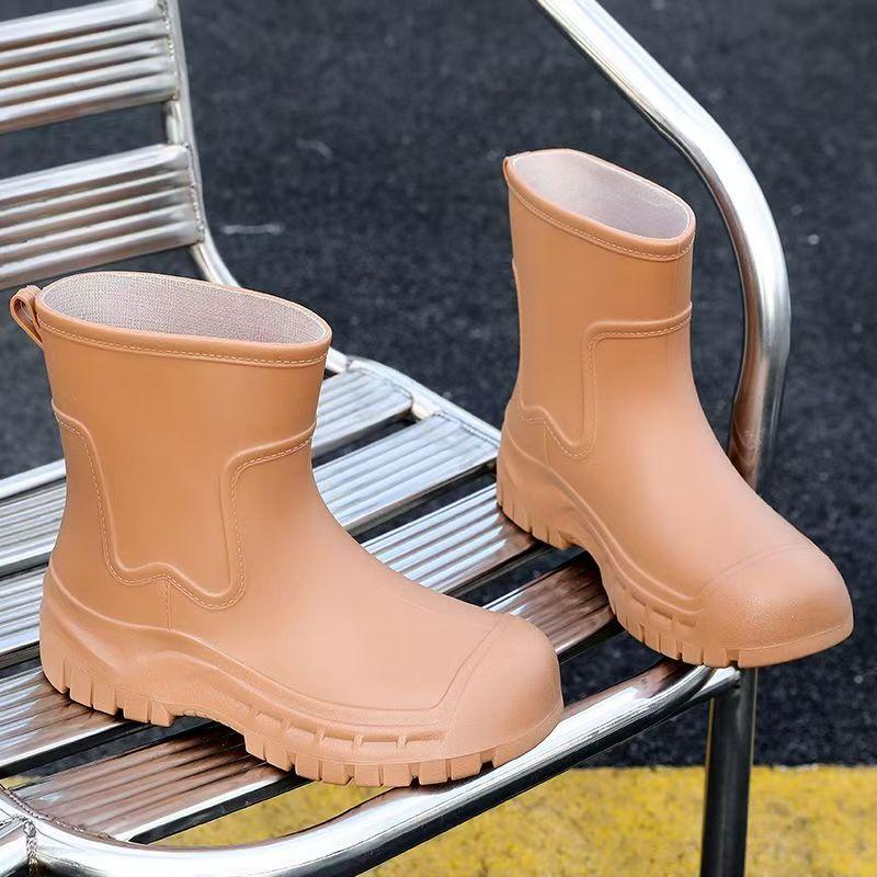 Women's Thick Sole High Top Keep Warm Rain Boots Waterproof Non Slip Detachable Cotton Cover Kitchen Work Shoes Garden Shoes