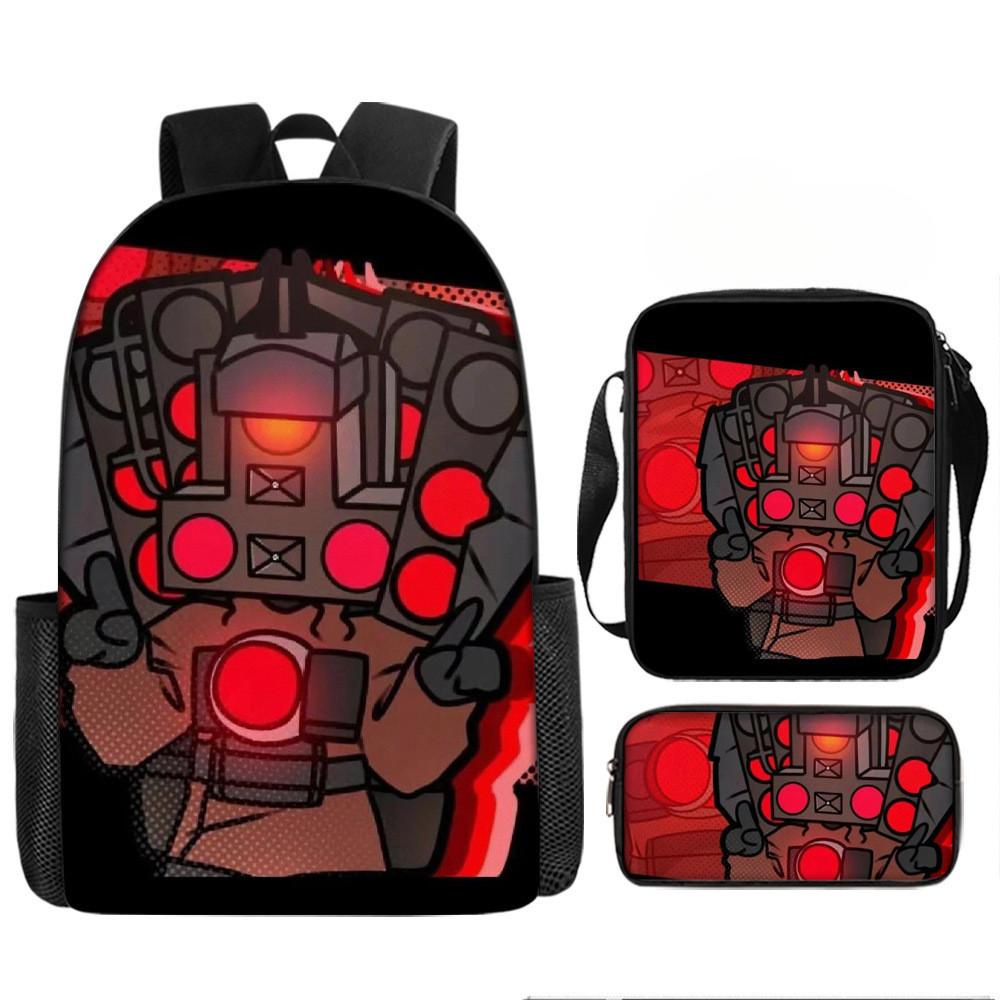 Skibidi Cartoon Toilet Printed Backpack Child Schoolbag Shoulder Bag Pencil Bag