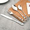 24pcs Mirror Polished Stainless Steel Cutlery Set, Crown Court Style Tableware, Vintage Shape Kitchen Restaurant Silverware