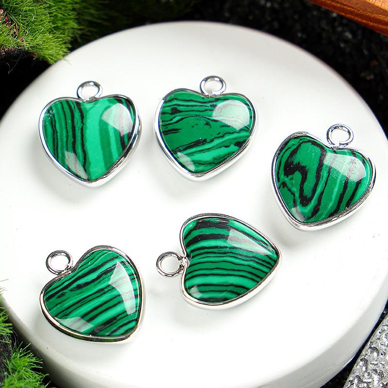 Heart-Shaped 15x19mm Natural Amethyst Agate Jade Bezel Pendant for DIY Jewelry Making