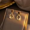 925 Silver Irregular Tiger's Eye Metal Earrings - Retro Hollow Design