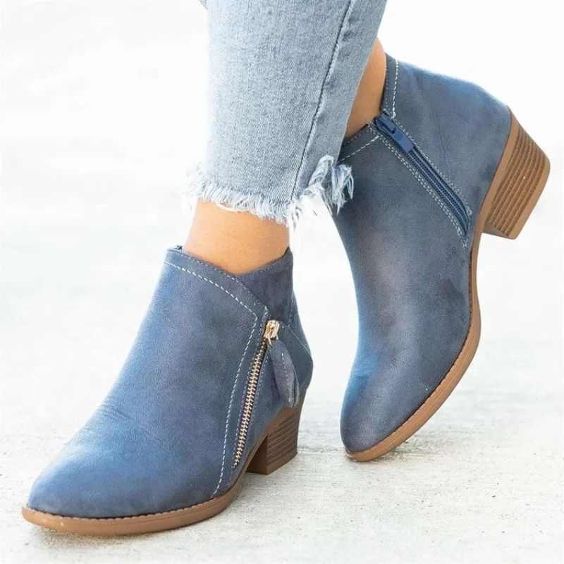 Autumn Boots Female Side Ankle Boots Female Low Heel Low Tube Student College Style Female  Women Shoes  Women Boots