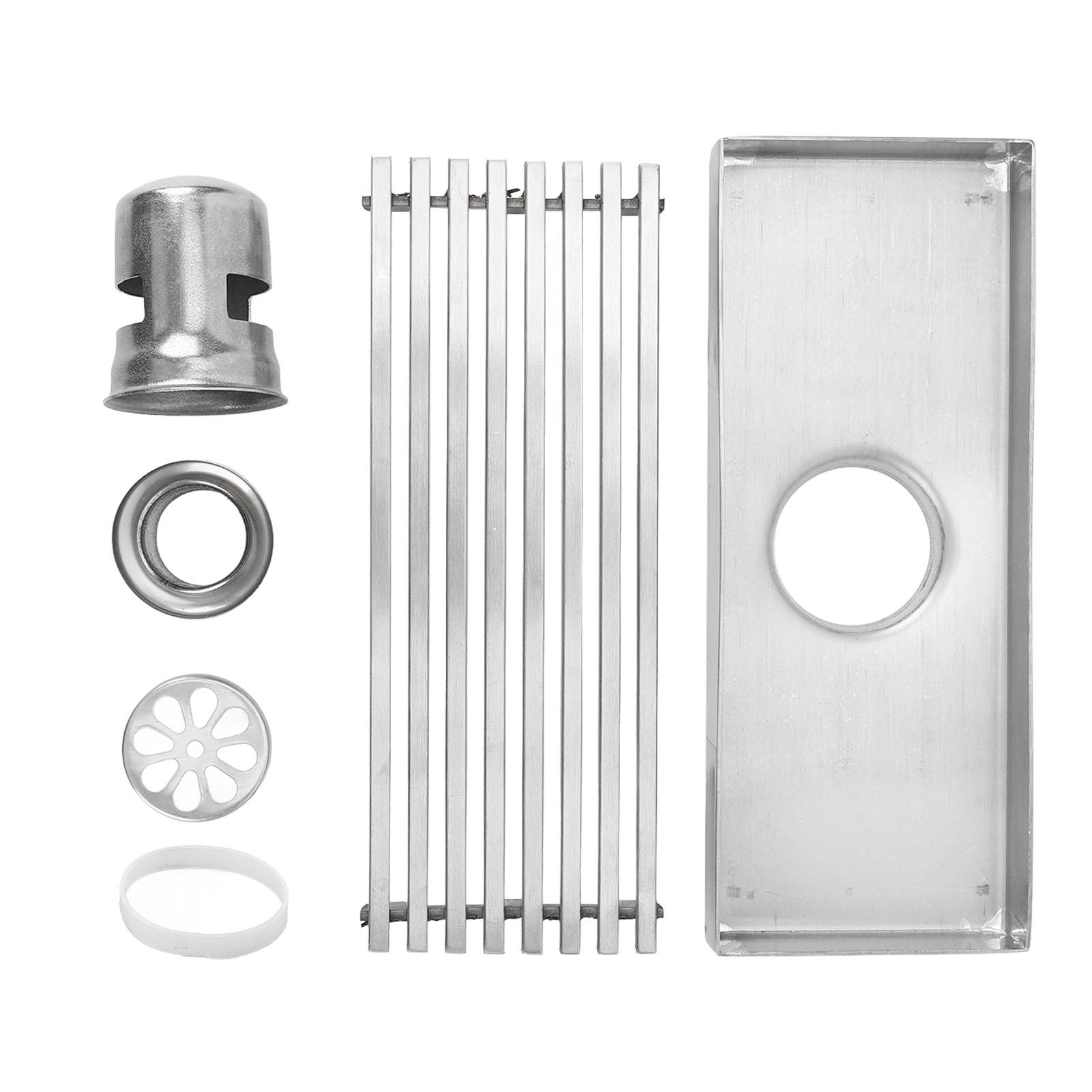 Konnwei Linear Shower Drain Stainless Steel Odor Resistant Rectangular Floor Drain For Home Bathroom Balcony Center Hole