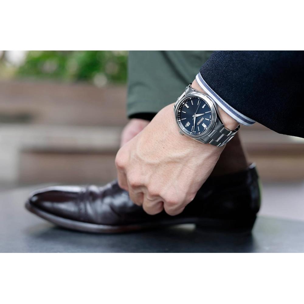 Seiko Men S Sbtm323 Solar Radio Controlled Watch Silver Black