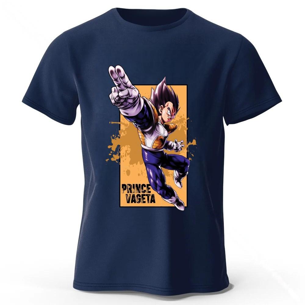 

Dragon Ball Z Vegeta Anime Printed Pure Cotton T-shirt Men Daily Casual Versatile Comfortable Plus Size Short Sleeved T-shirt M темно-синий