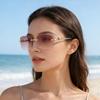Frameless Square Metal High-end Glasses Fashion Trendy UV Resistant Outdoor Sunscreen  Sunshade Sunglasses