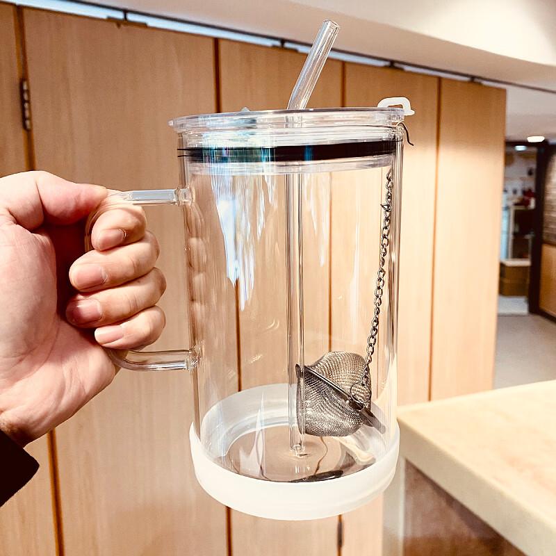 

Стеклянный стакан ZISIZ с крышкой и соломинкой, большой емкости